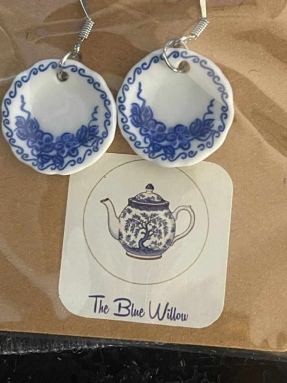 The Blue Willow Blue & White Floral Dangle Earrings-New with Tags!